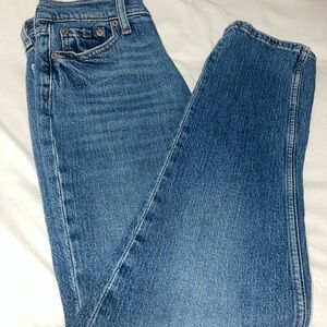 Blue denim mom jeans